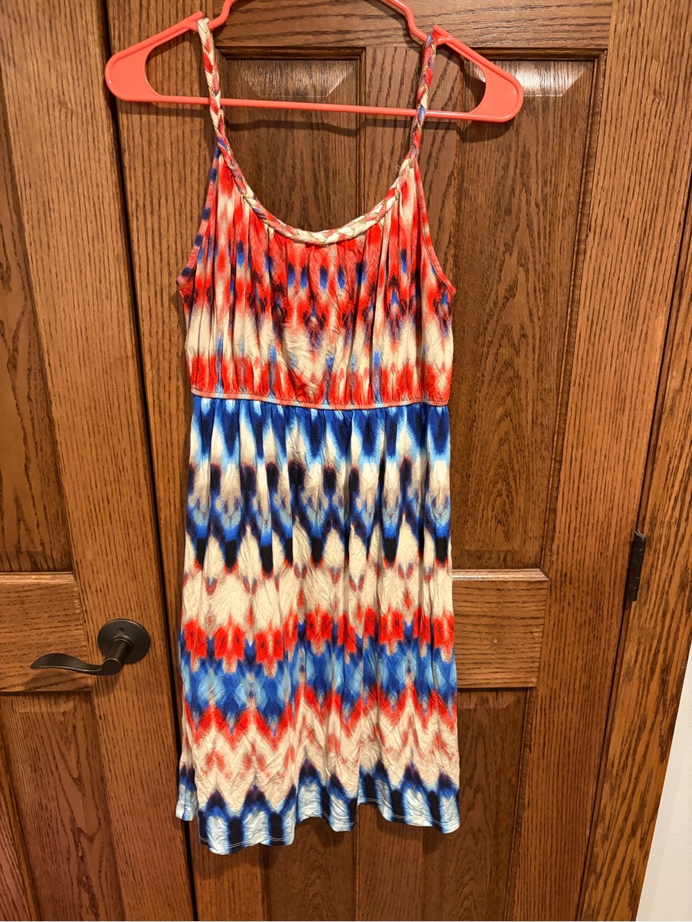 Style & Co. Red, Blue & White Sleeveless Tie-Dye Midi Dress
